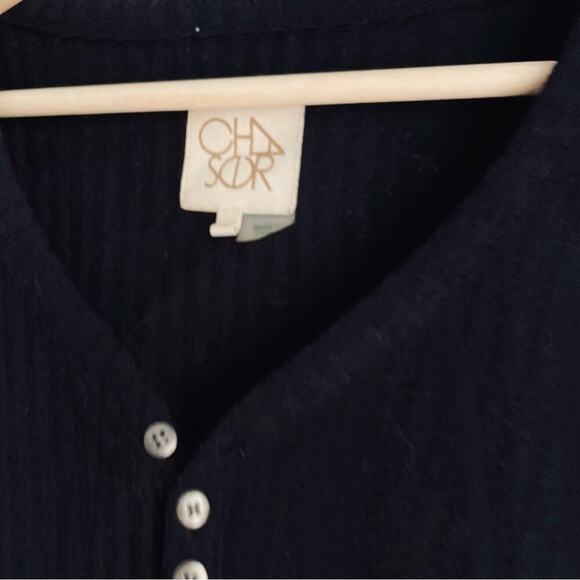 Chaser waffle thermal style fabric long sleeve shirt v-neck button detail size s - Picture 5 of 9